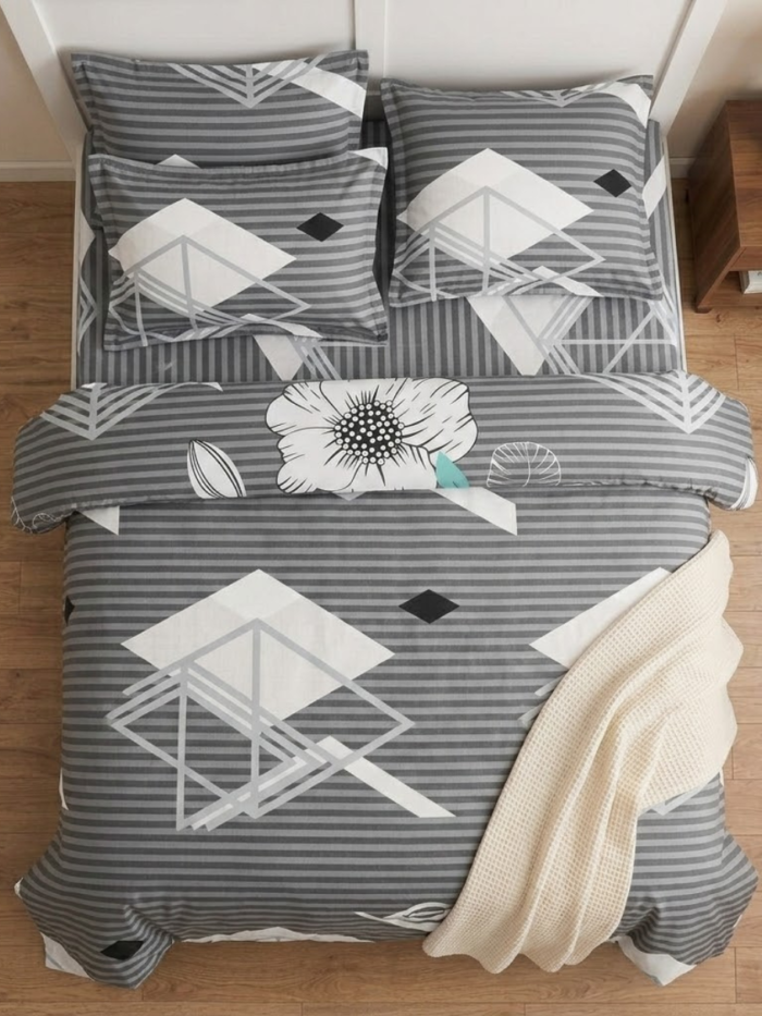 Slate Grey Geometric Floral