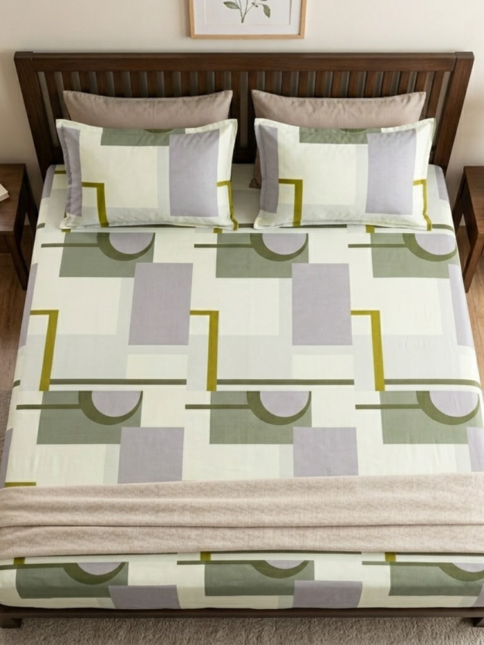 Sage Abstract Geometric Bedsheet