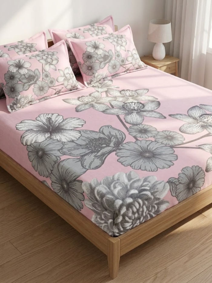 Slate Bloom Geometric Floral Spread