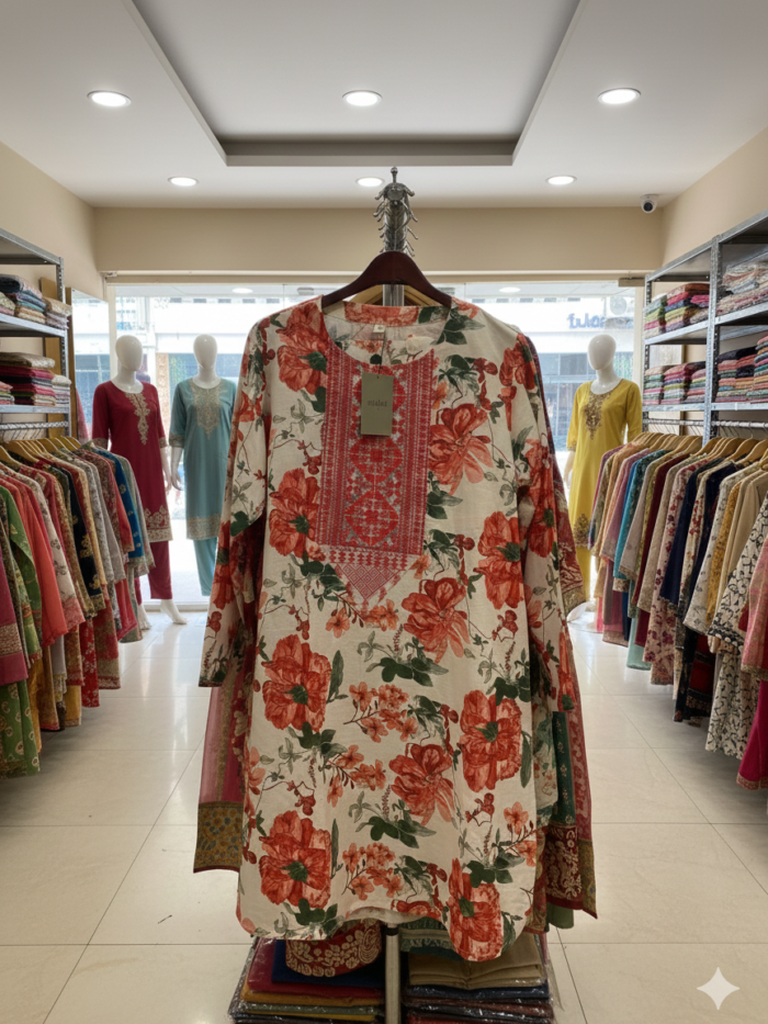 Crimson Bloom – Embroidered 2-Piece Ensemble