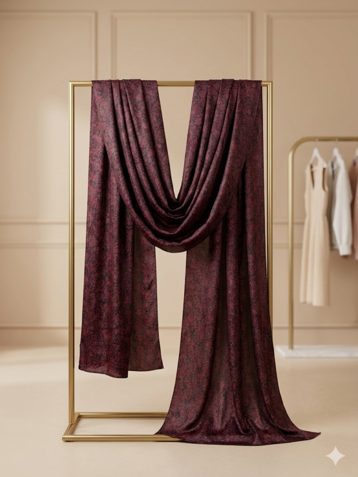 Garnet Maroon Abstract Printed Dupatta Collection: J. Everyday Essentials