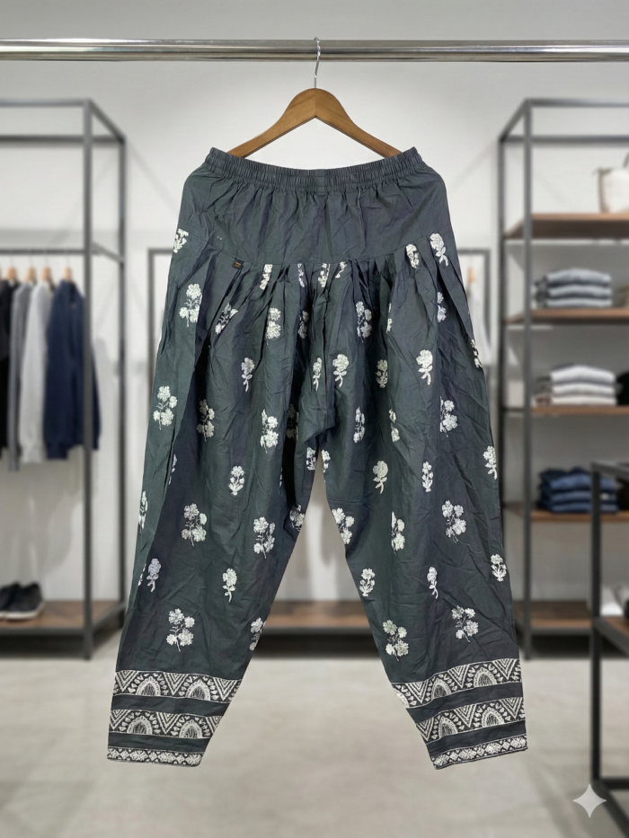 Charcoal Bloom – Printed Cotton