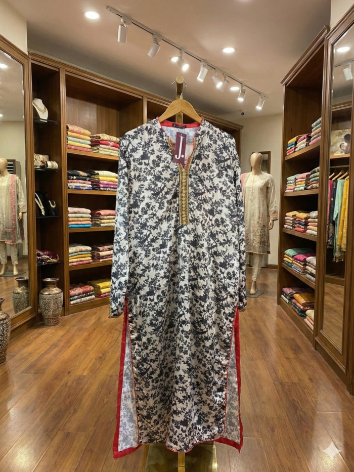 Monochrome Noir – Embroidered 2-Piece Ensemble