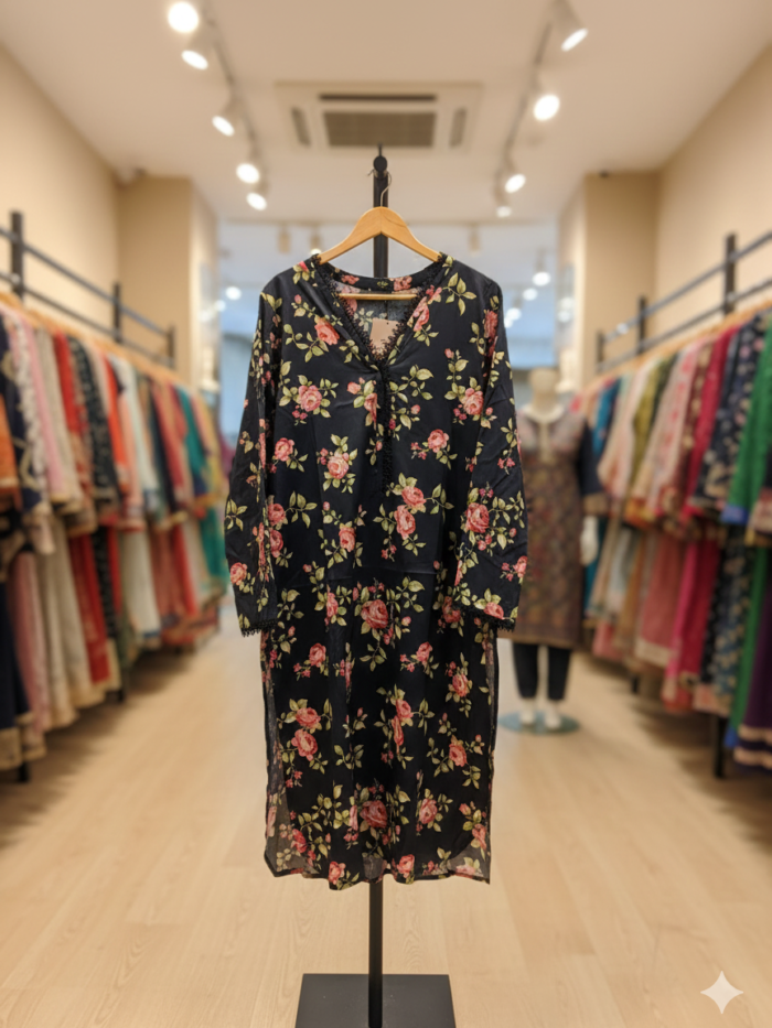 Midnight Rose – Printed 2-Piece Ensemble