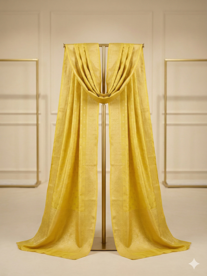 Sunshine Yellow Embroidered Chiffon Dupatta Collection: J. Formal Wear