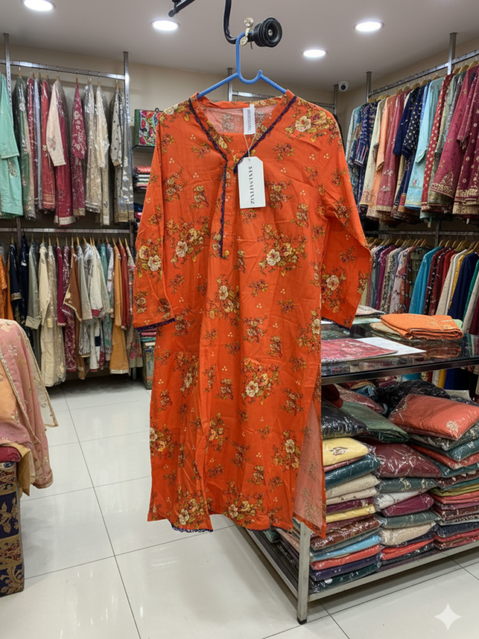 Tangerine Bliss – Printed 2-Piece Ensemble