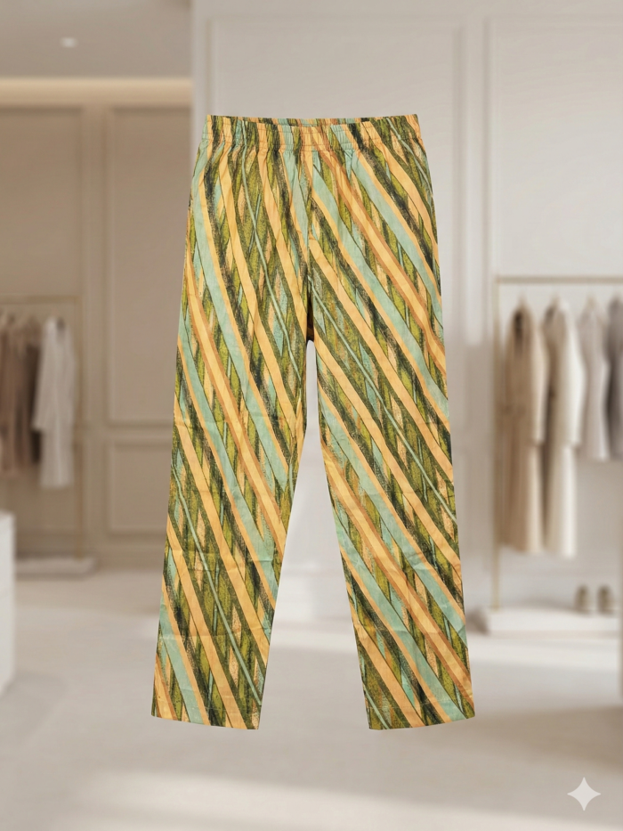 Earth Tone Stripe – Printed Cotton Trousers
