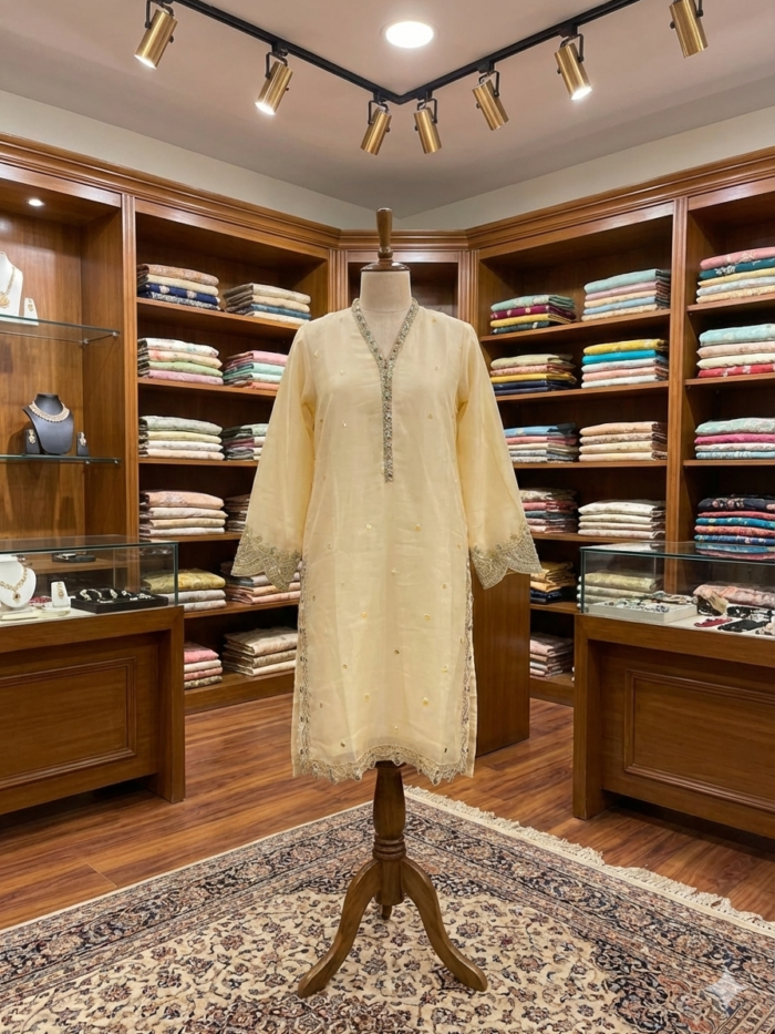 Ethereal Radiance – Scalloped Embellished Kurti