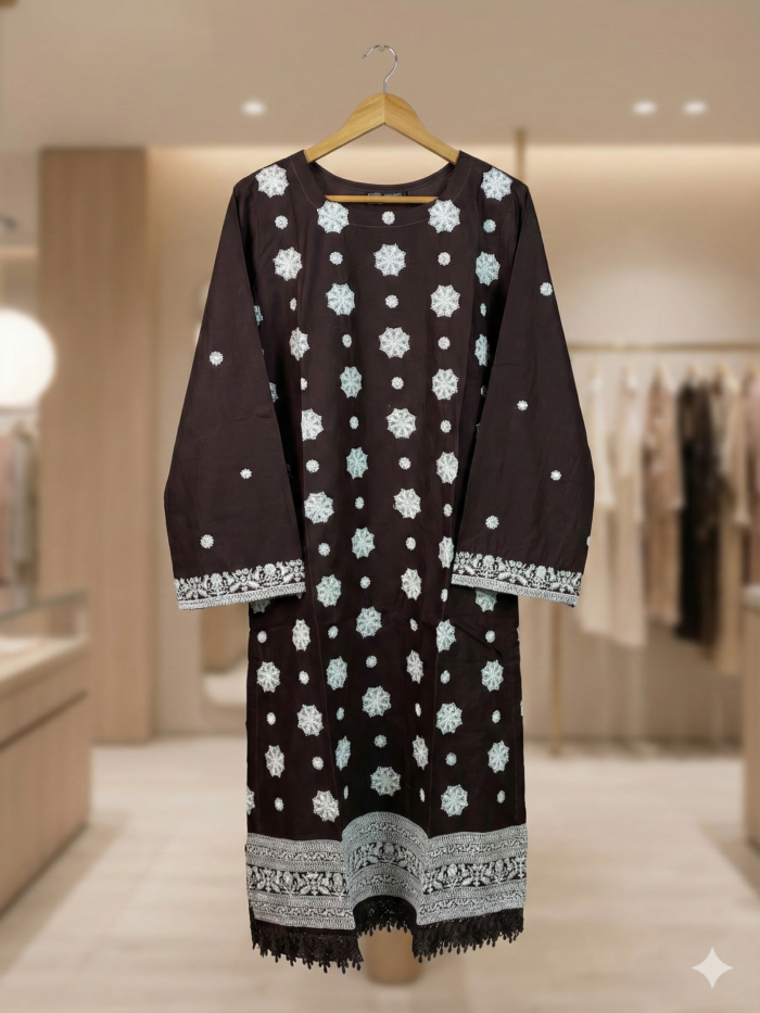Cocoa Stardust – Embroidered Motif 1-Piece Kurti