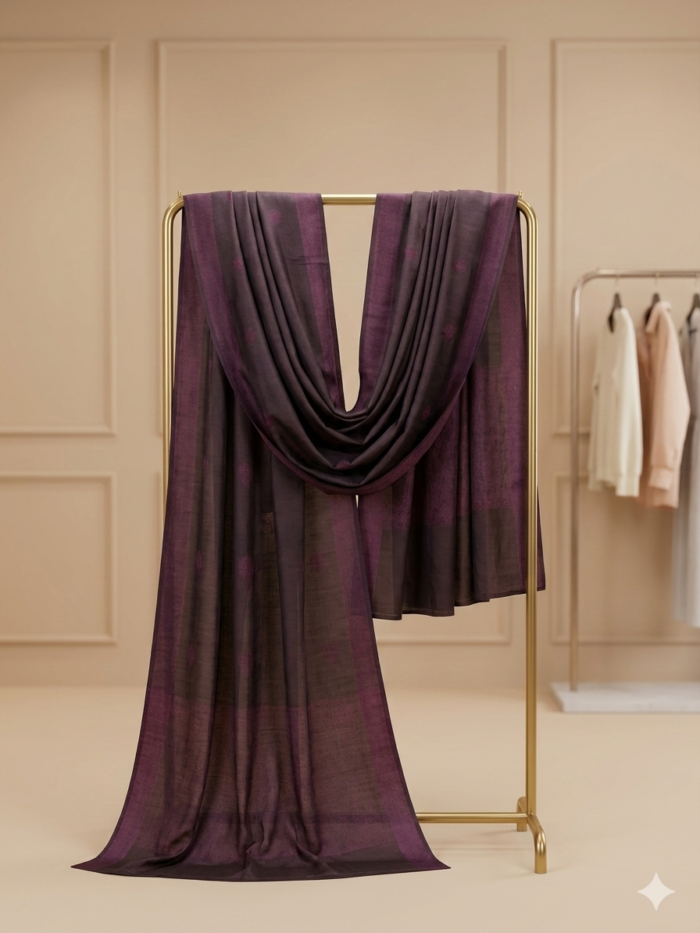 Deep Plum & Charcoal Tonal Dupatta