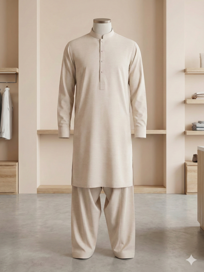 Sand Beige – Classic Wash-and-Wear 2-Piece Suit