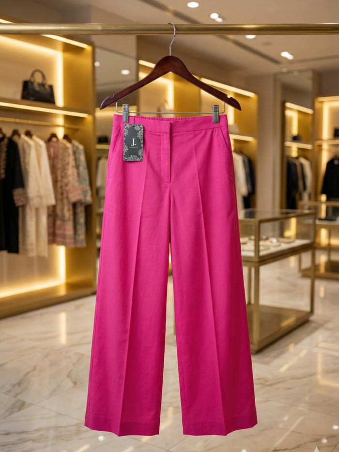 Solid Fuchsia Wide-Leg Trousers