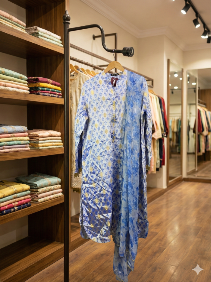 J. Junaid Jamshed – Lavender & Gold Jacquard 3-Piece Festive Suit