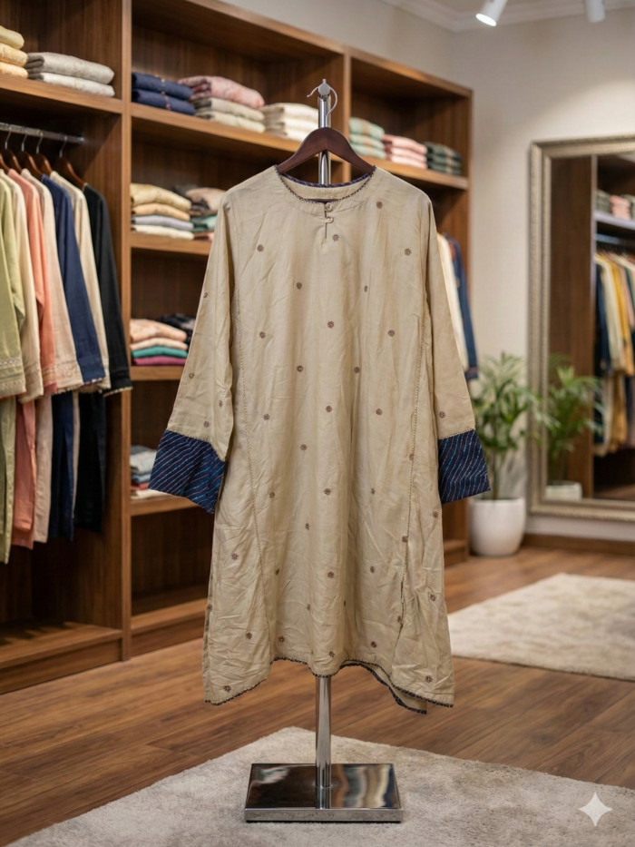 Sand & Sapphire – Contrast Cuff Printed Kurti