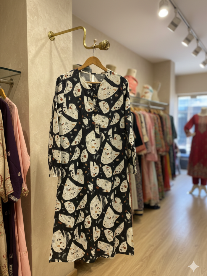 Monochrome Terrazzo – Printed 2-Piece Ensemble