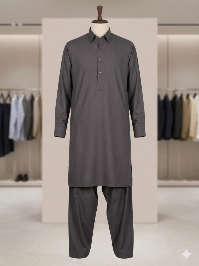 Slate Essence – Classic Collared 2-Piece Suit