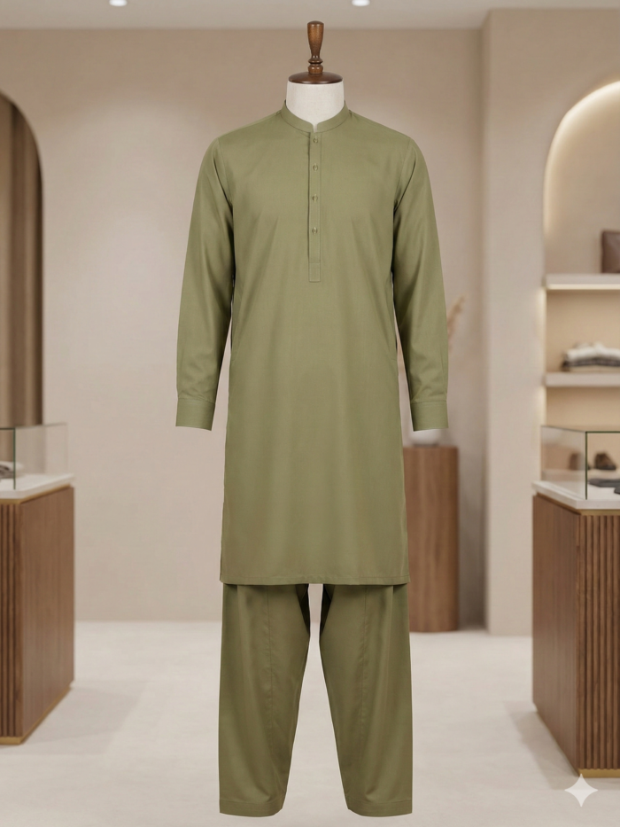 Olive Moss – Classic Wash-and-Wear 2-Piece Suit