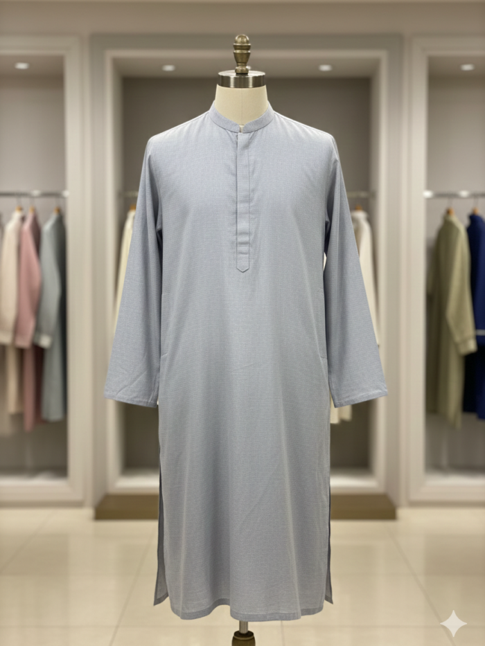 Ice Grey – Textured Minimalist Kurta