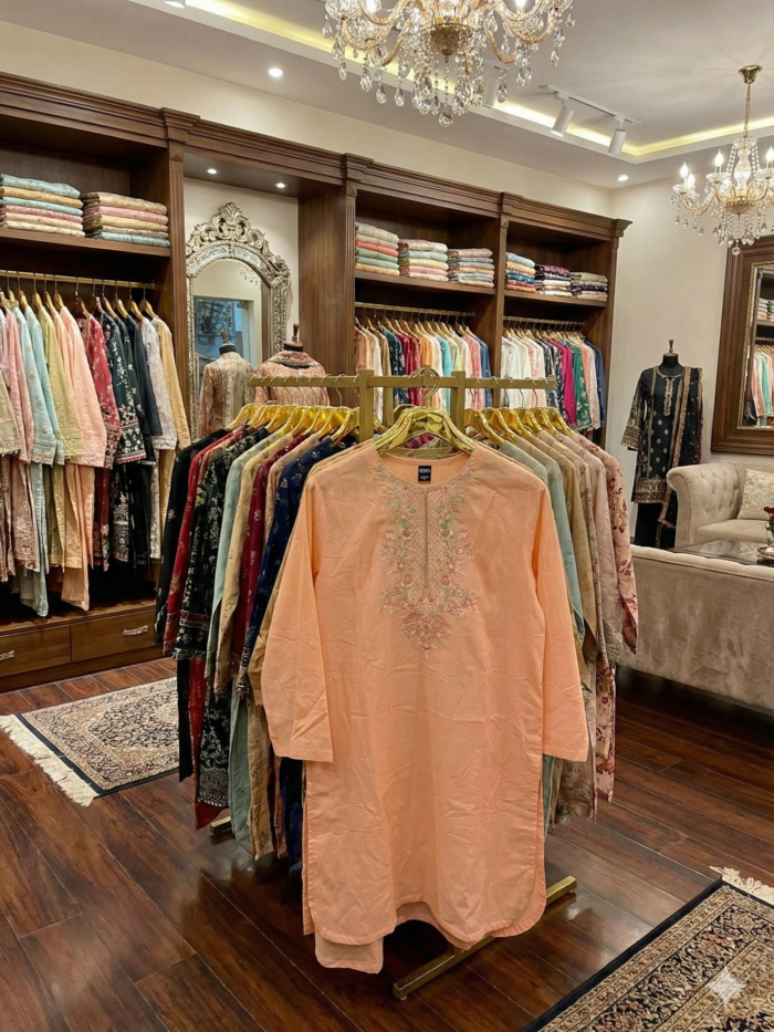 Peach Blossom – Embroidered 2-Piece Ensemble