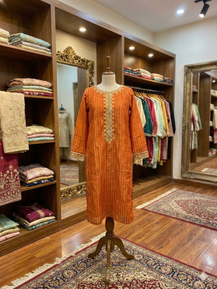 Rust Radiance – Embroidered 2-Piece Ensemble