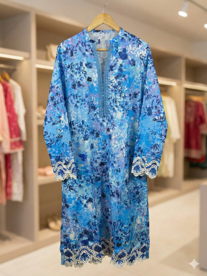 Sage Whisper – Embroidered Check Kurti