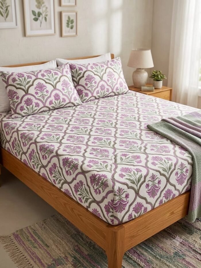 IDEAS “LAVENDER FLOWERS WITH GEOMETRICAL DESIGN” 3pc SBEDSHEET Sst