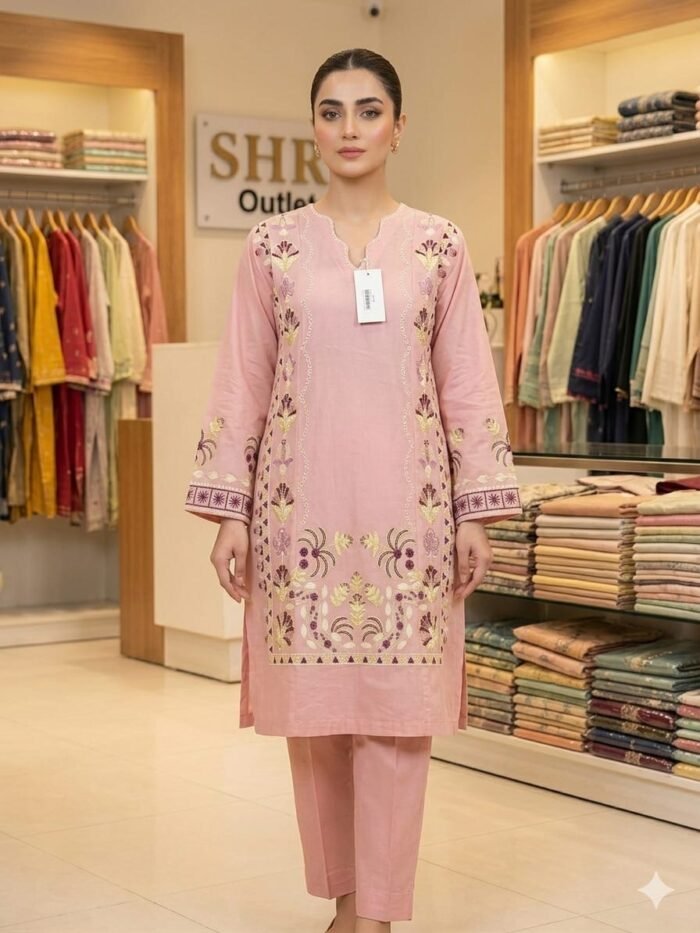 BLUSHI PINK- MULTI EMBROIDERY-2 pc suit