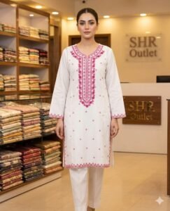 White and pink embroidery