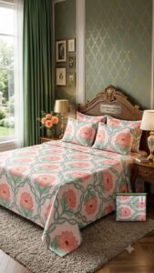 IDEAS HOME – SUMMER PRINTS “INTERLOCKING CIRCLES” KING SIZE 3-PIECE BEDSHEET SET