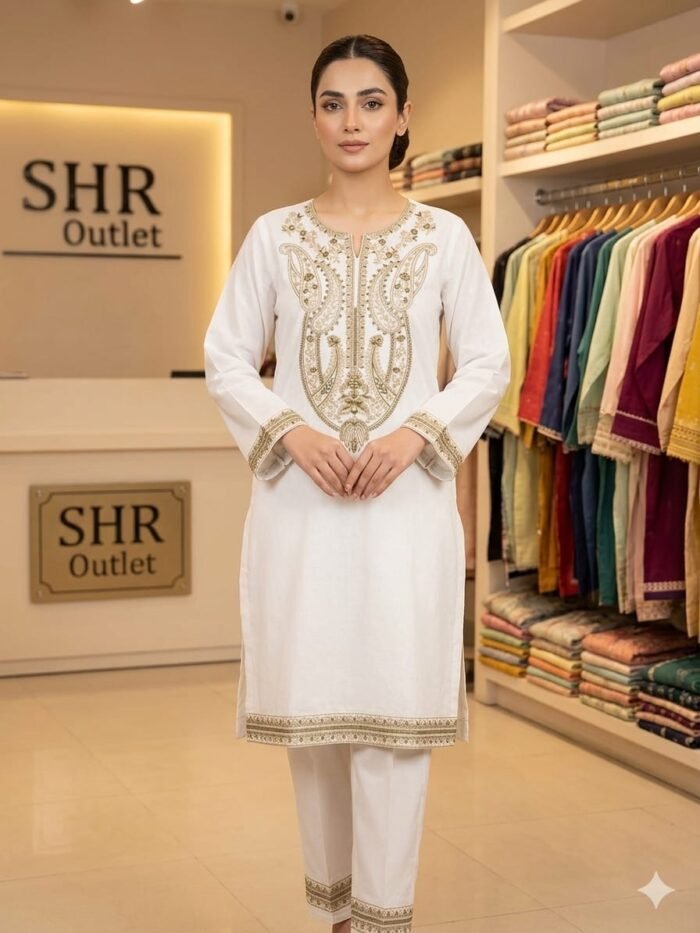 GENERATION- Pearl WHITE GOLD EMBROIDERY-2 pc