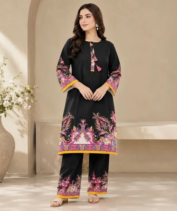 Khaadi – Black Fiesta Printed 2-Piece Suit