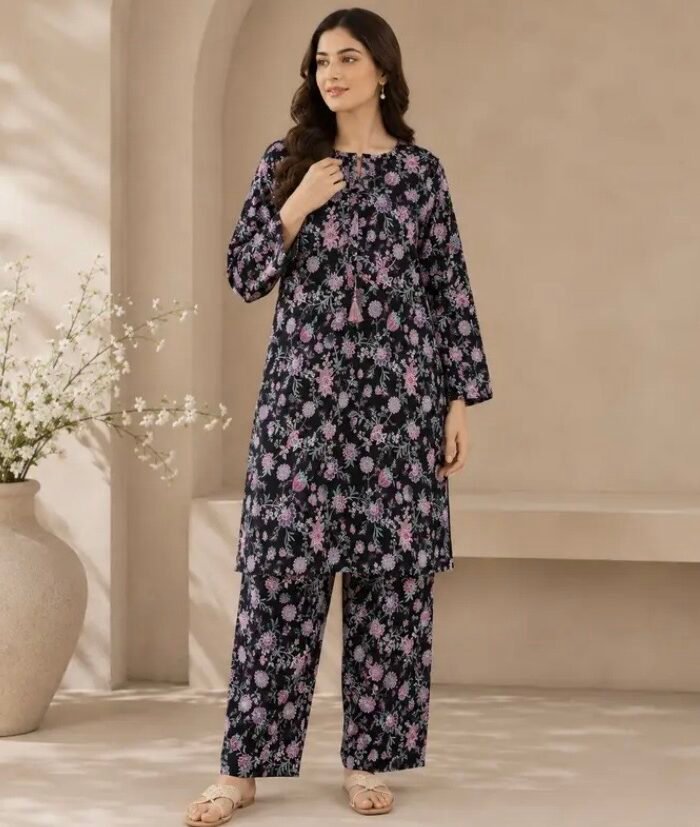 Khaadi – Midnight Floral Printed 2-Piece Suit