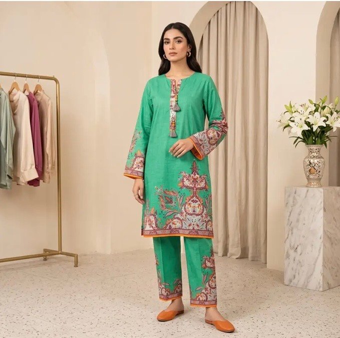 Khaadi – Emerald Paisley Printed 2-Piece Suit