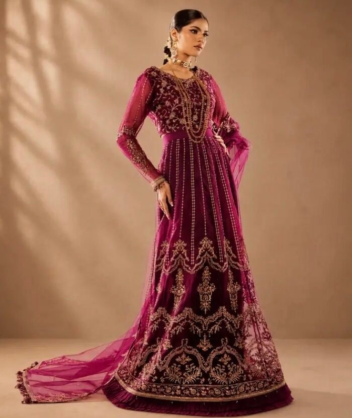 Alkaram Studio – Plum Embroidered Festive Maxi