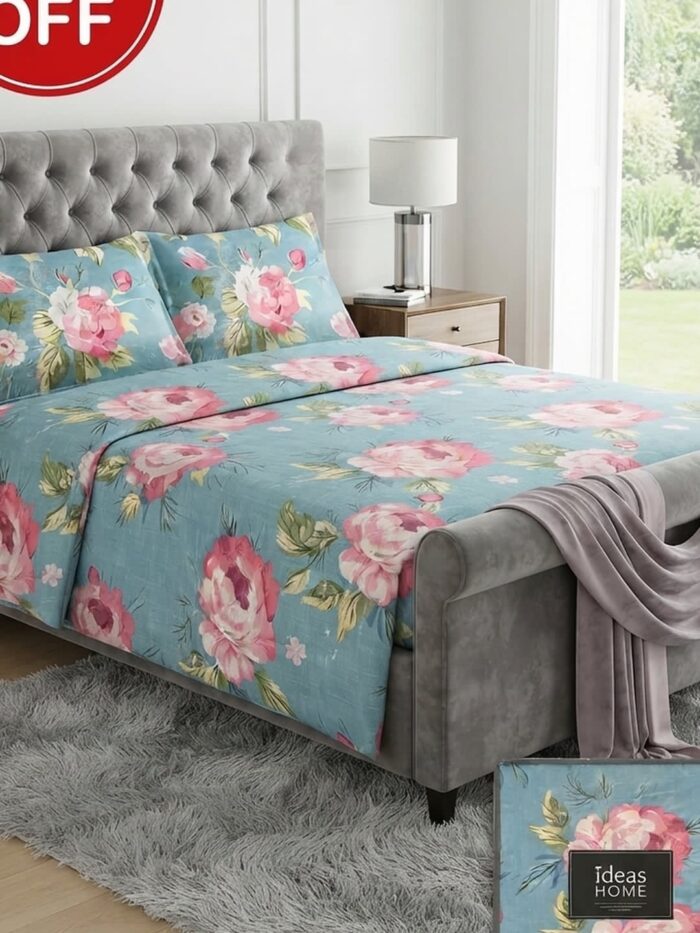 Ideas “SEA BLOOM ROOM”  Home King Size Cotton Bedsheet Set | Premium Floral Prints