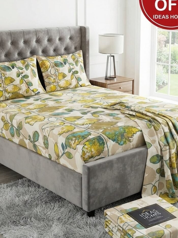 Ideas Home King Size Cotton Bedsheet Set | Premium Floral Prints |