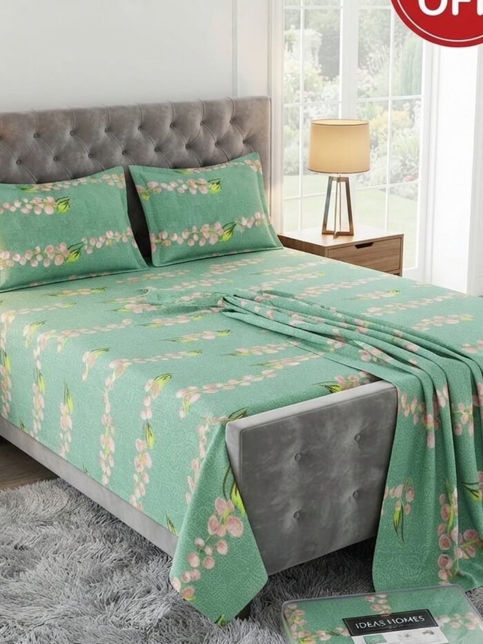Ideas Home King Size Cotton Bedsheet Set | Premium Floral Prints