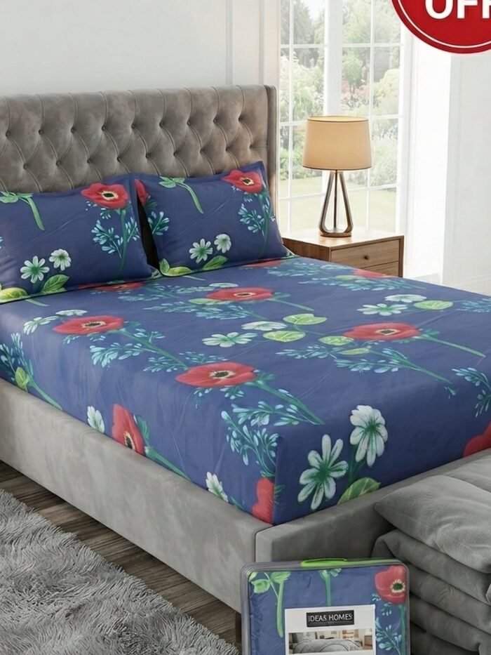 Ideas Home King Size Cotton Bedsheet Set | Premium Floral Prints