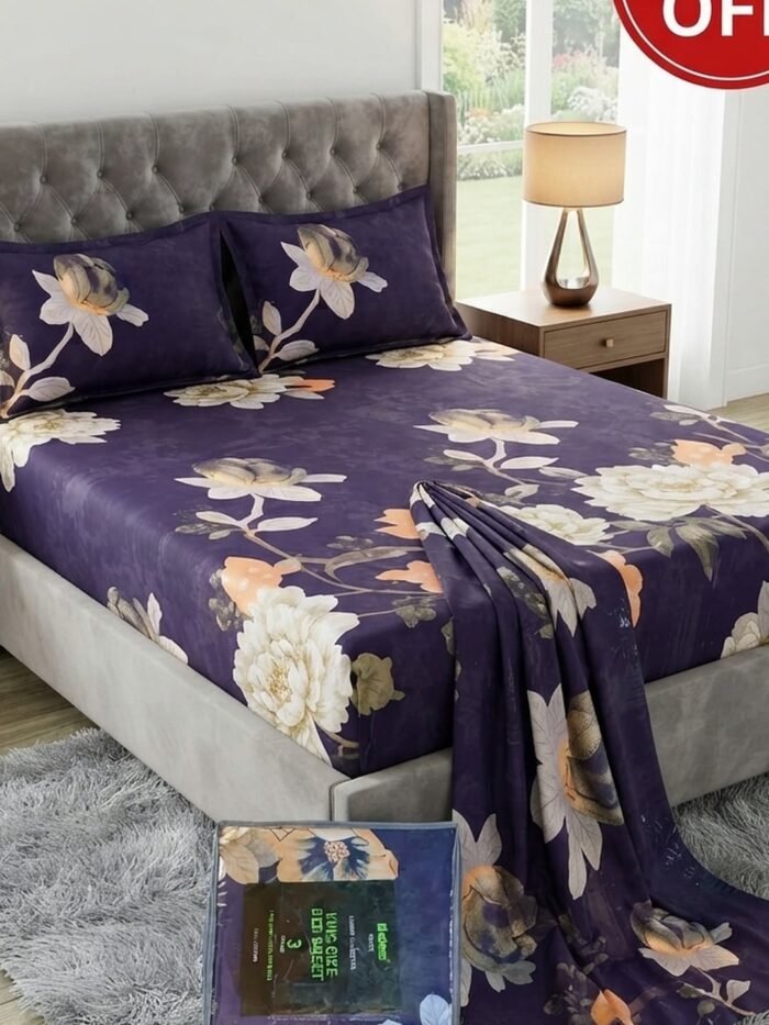 Ideas Home King Size Cotton Bedsheet Set | Premium Floral Prints |